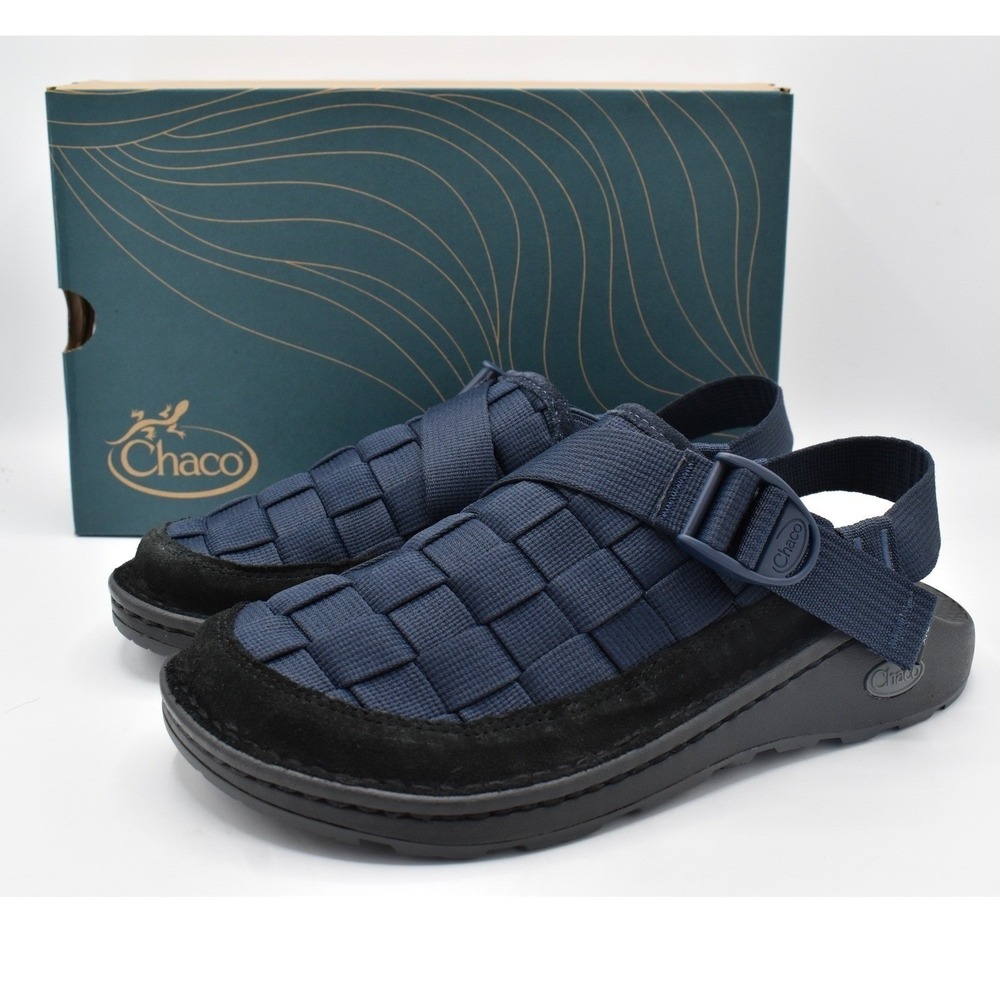 Chaco Canyon Woven Clog Mens 13 Navy Alloy Marine New Woven Strap Shoes NEW